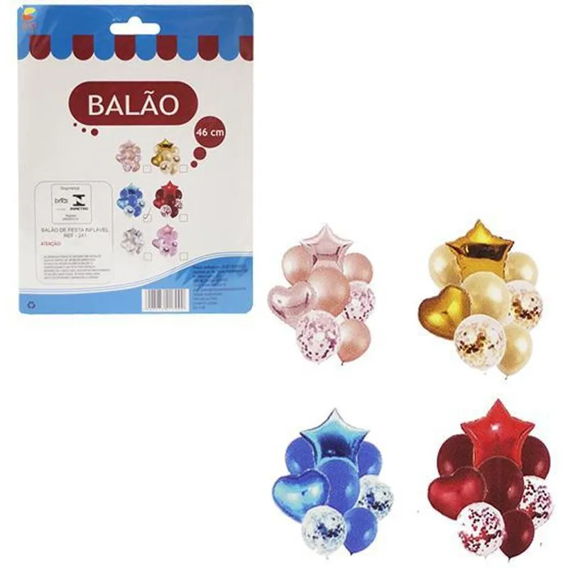Balao / Bexiga Metalizado Sortidos Colors Com 8 Pecas