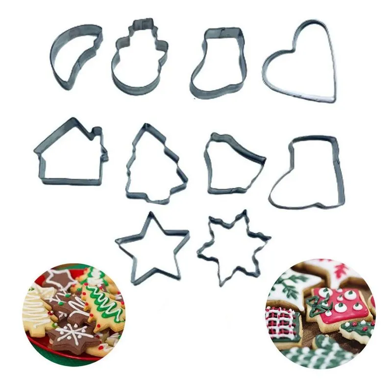 Kit Cortadores Petit Four Diversos Tema Natal 10 Peças Inox