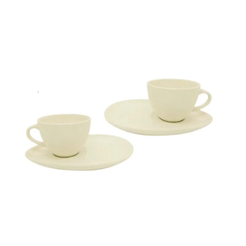 Conjunto 2 Xicaras + 2 Pires De Ceramica Branco- P