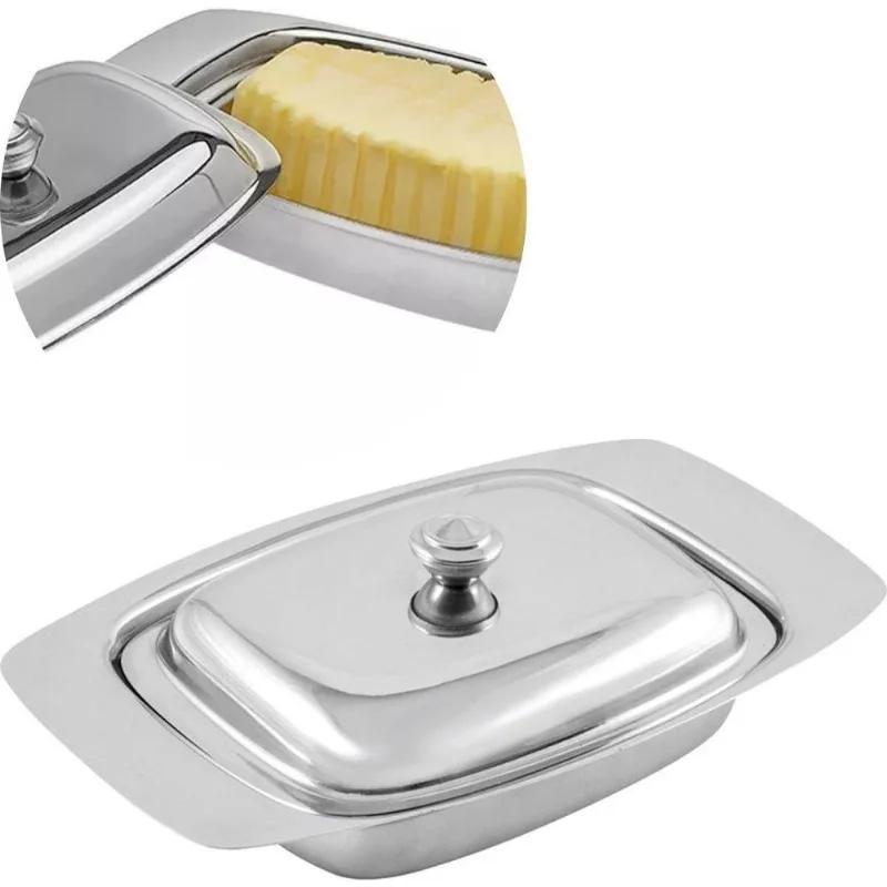 Mantegueira Aço Inox Retangular Com Tampa Prateada Vedação