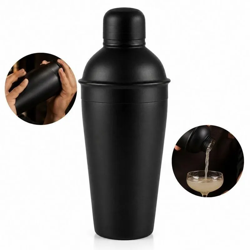 Coqueteleira Black Drinks Em Aço Inox Com Tampa 550ml Fosca Para Bartender Preto Yeet