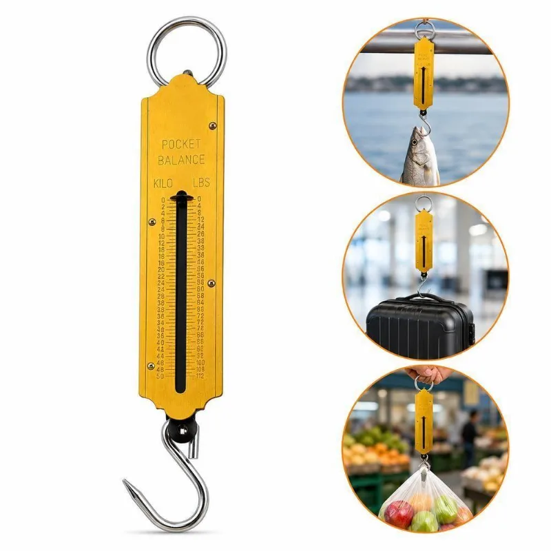 Balança De Gancho Manual 50kg Portátil Suspensa Pesca Aço Yeet