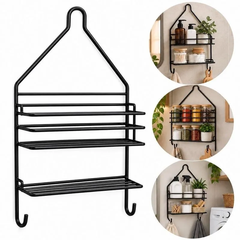 Organizador Suspenso Multiuso Em Ferro 25cm Preto Yeet