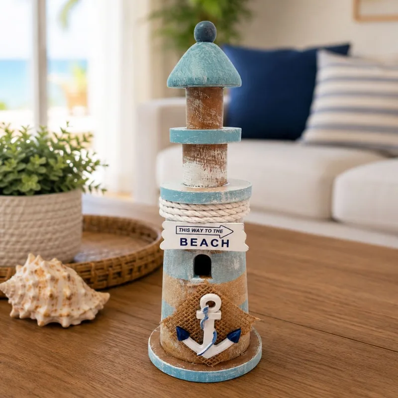 Farol Marítimo Artesanal Decoração Beach Casa Praia De 22cm A