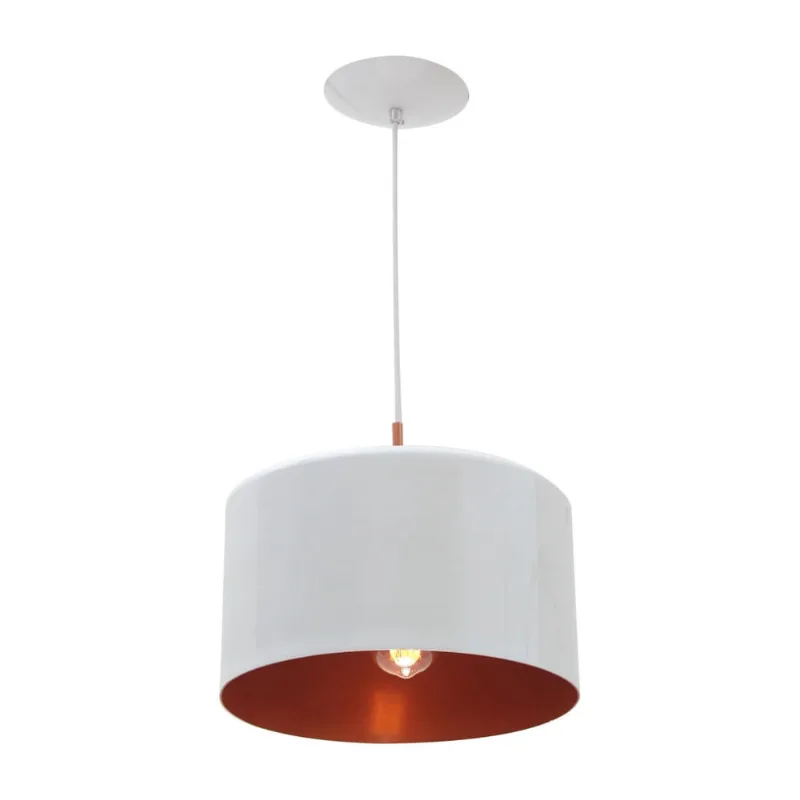 2X Pendente Bilboquê Poptem Large Aluminio Branco E Cobre