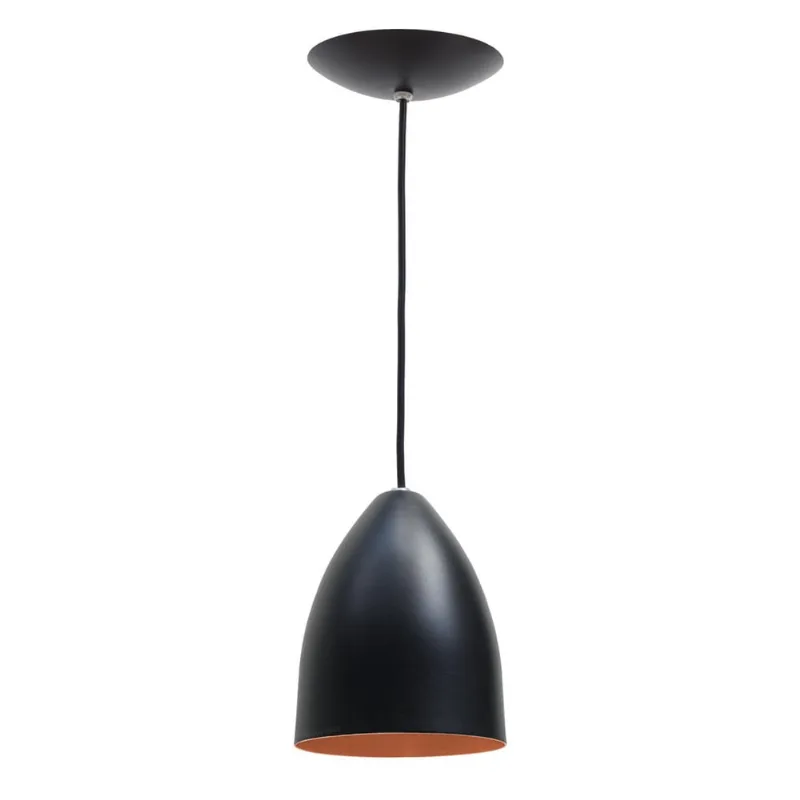 2X Pendente Soft Poptem Cone Aluminio Preto E Cobre