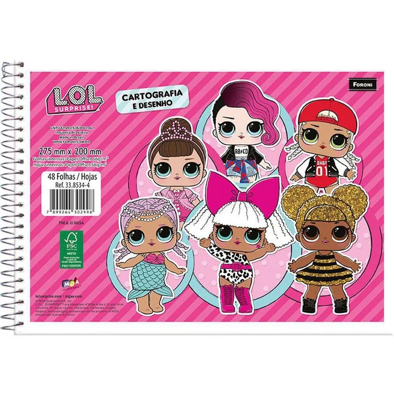 Caderno De Desenho Espiral Capa Flex 48 Folhas Lol Foroni