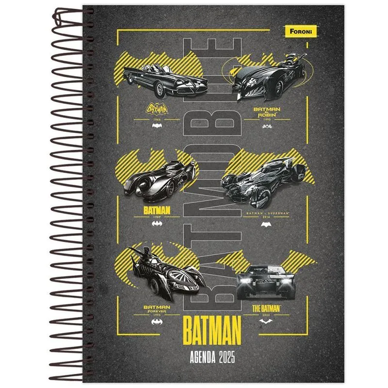 Agenda Diária 2025 Espiral 176fls Batman Batmóvel Foroni