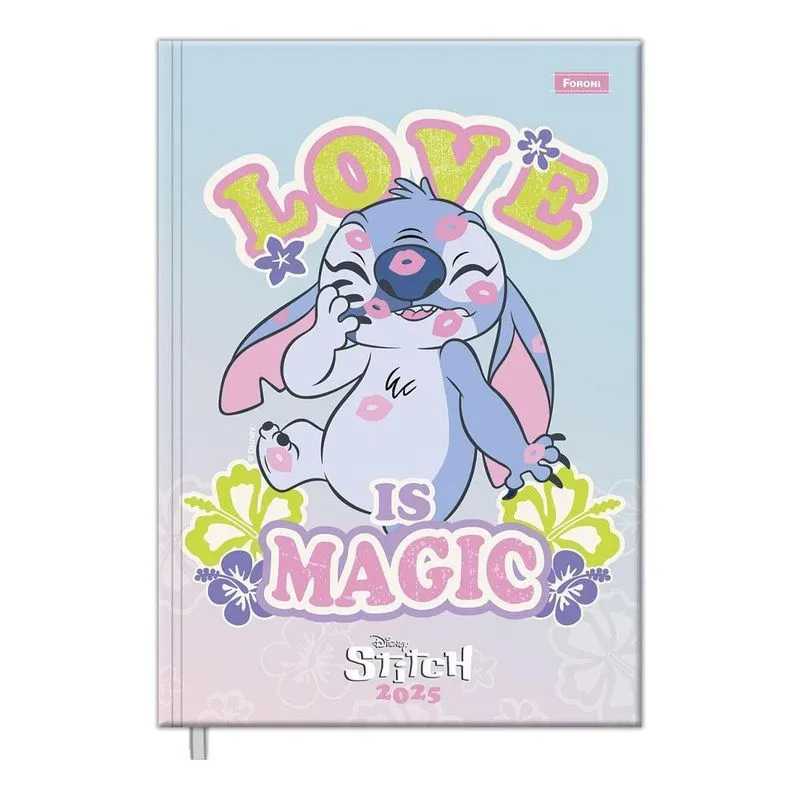 Agenda Diária 2025 Cost 176fls Stitch Love Is Magic Foroni