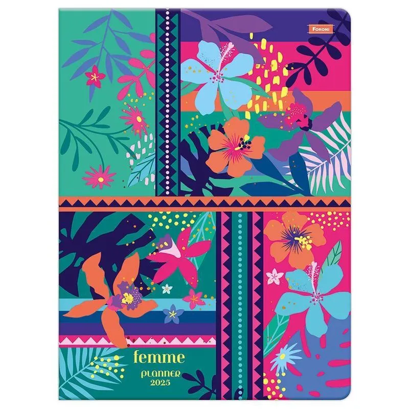 Planner 2025 Mensal Grampeado Femme Verde Água Foroni