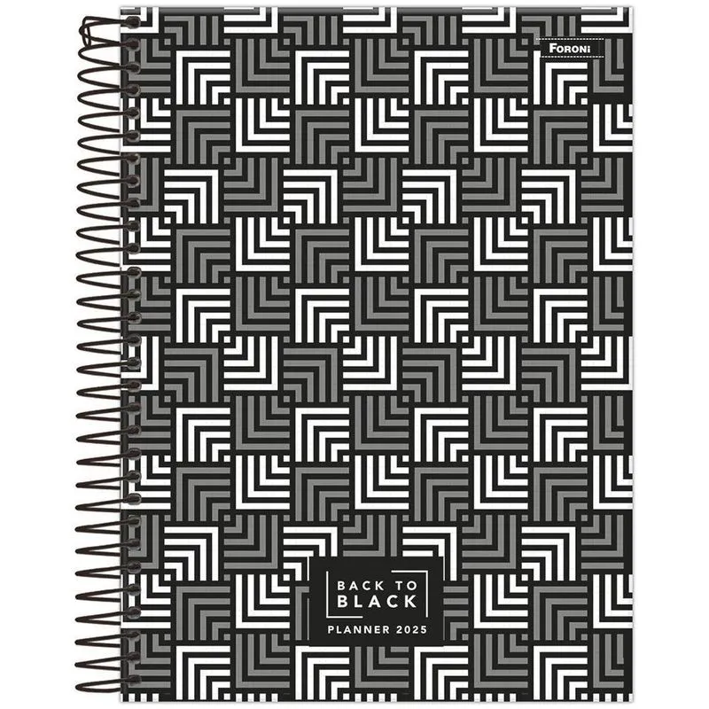 Planner 2025 Semanal Esp Back To Black Simétrico Foroni