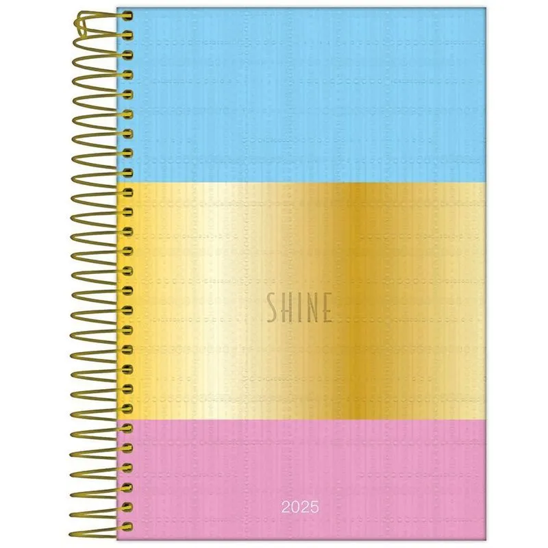 Agenda 2025 Diária Esp 176fls Shine Azul E Rosa Foroni