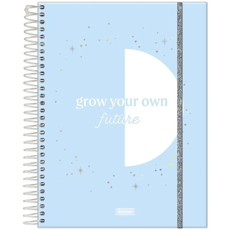 Caderno Colegial Fluor Mix Soft 1 Matéria Azul Foroni