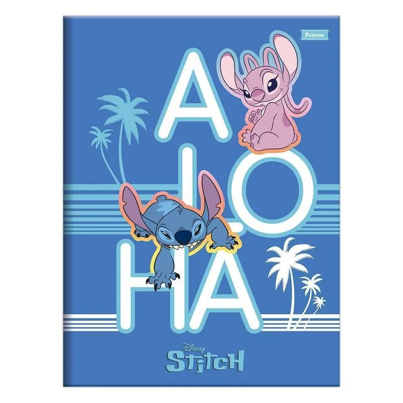 Caderno Brochurão 80Fls Escolar Stitch Aloha Foroni