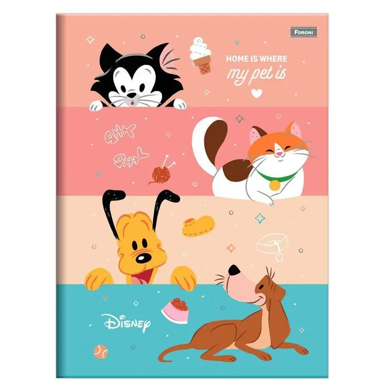 Caderno Brochurão 80Fls Disney Pets Listras Foroni