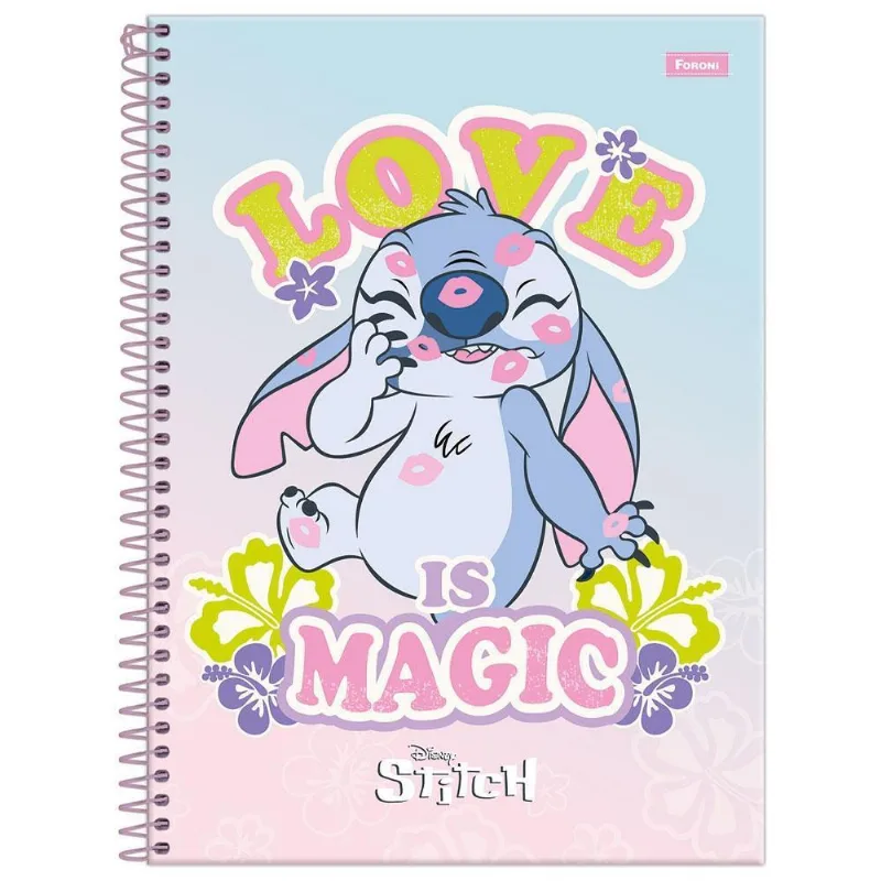 Caderno Univ 15 Matérias 240fls Stitch Love Is Magic Foroni