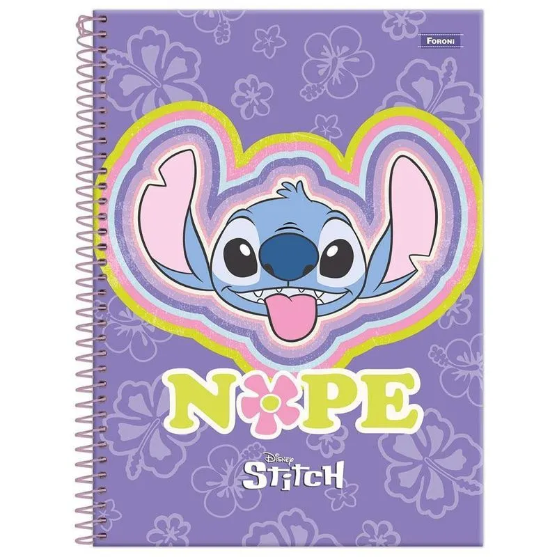 Caderno Universitário 1 Matéria 80Fls Stitch Nope Foroni