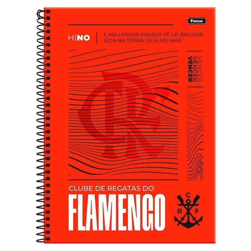 Caderno Univ 15 Matérias 240Fl Flamengo Hino Vermelho Foroni