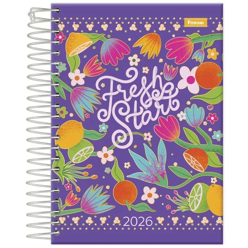 Agenda Diária 2026 Esp 117x164mm Floral Lush Roxo Foroni