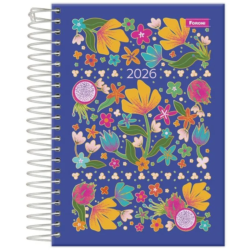 Agenda Diária 2026 Esp 117x164mm Floral Lush Azul Foroni