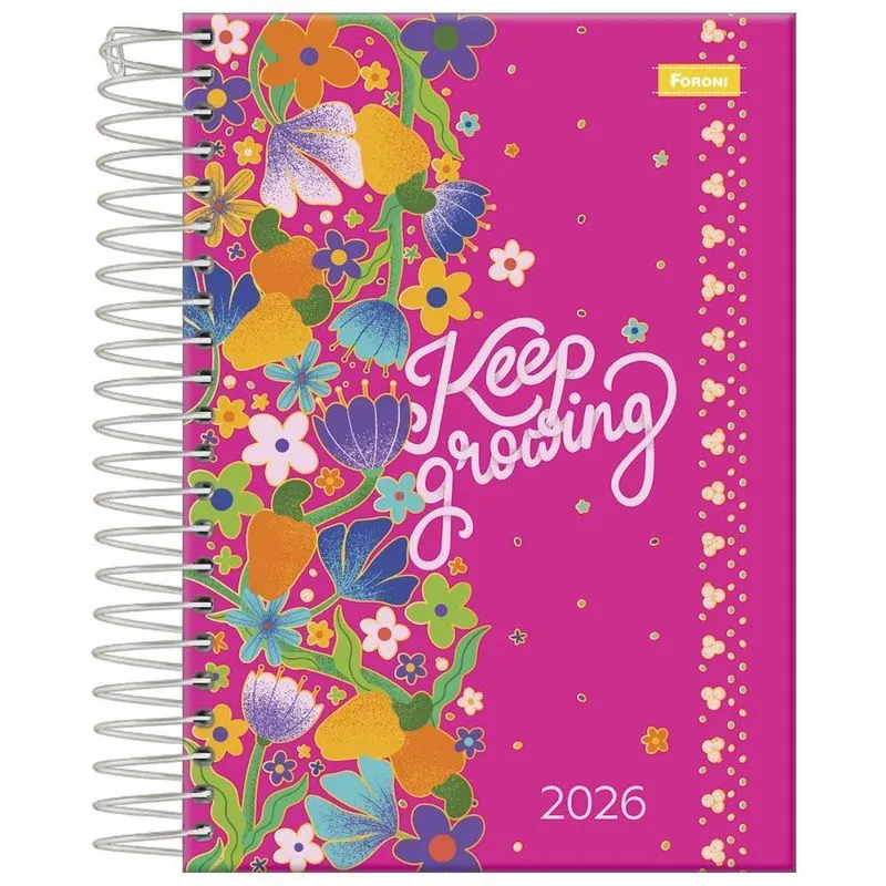 Agenda Diária 2026 Esp 117x164mm Floral Lush Rosa Foroni