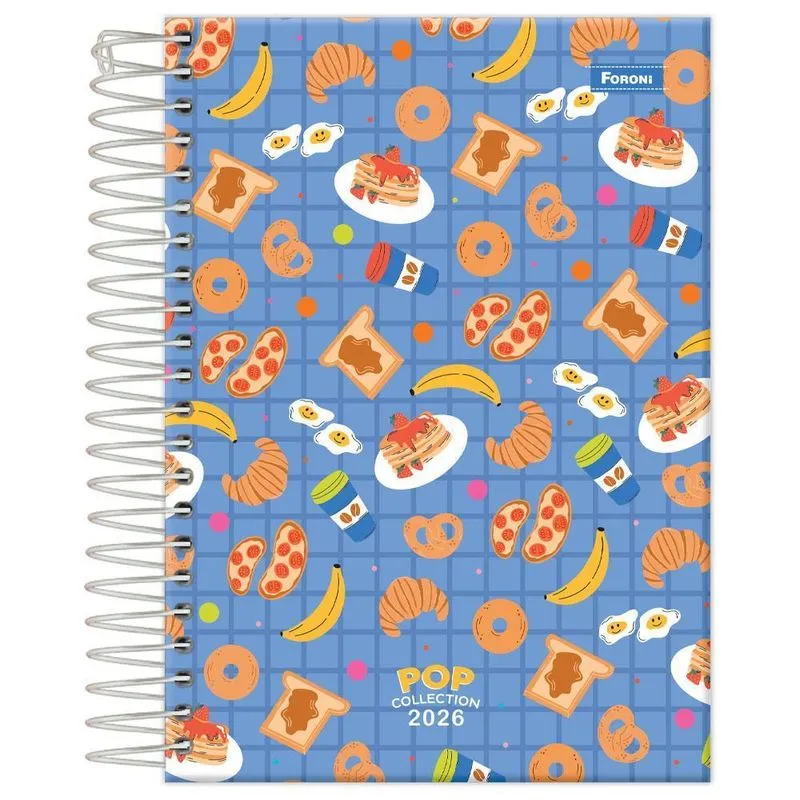 Agenda Diária 2026 Esp 117x164mm Pop Collection Azul Foroni