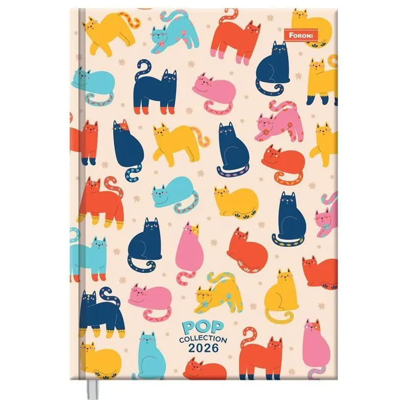 Agenda Diária 2026 Cost 123x166 Pop Collection Gatos Foroni
