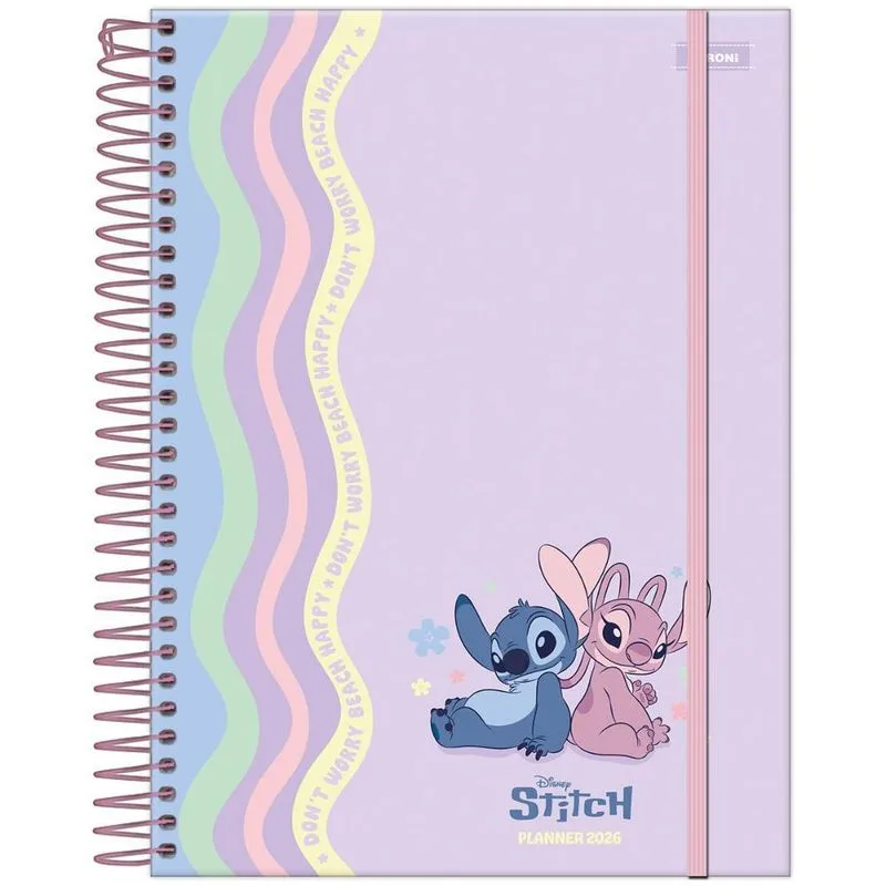 Planner Semanal 2026 Esp 177x240mm Stitch Angel Lilás Foroni