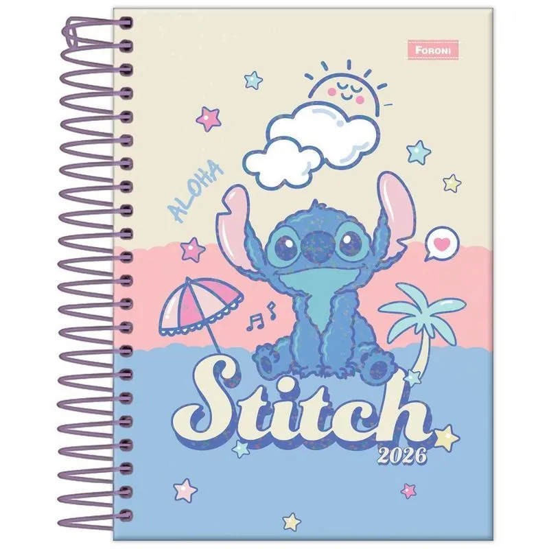 Agenda Diária 2026 Esp 117x164mm Stitch Praia Bege Foroni