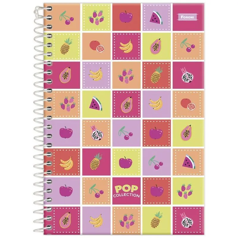 Caderno 1/4 80fls Esp 140x202mm Pop Collection Frutas Foroni