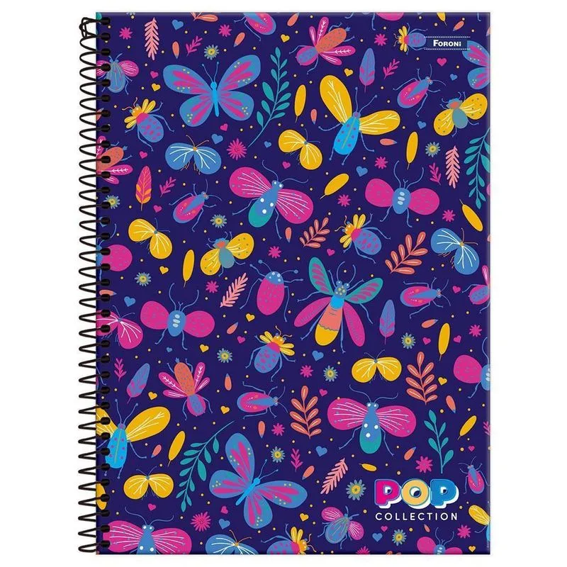 Caderno Univ 1 Matéria 96fls Pop Collection Insetos Foroni