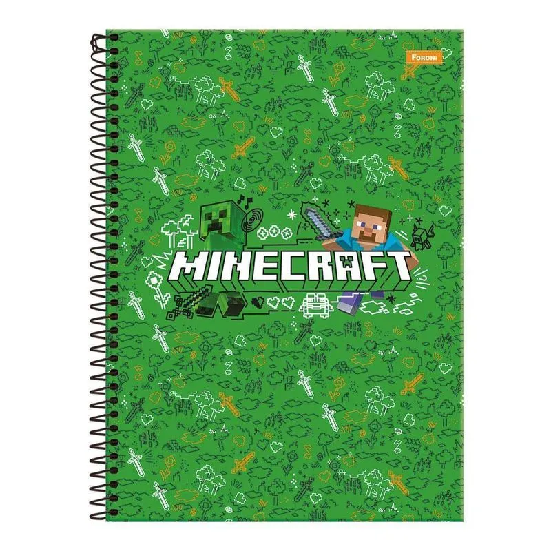 Caderno Univ. 1 Matéria 80Fls Minecraft 24 Verde Foroni