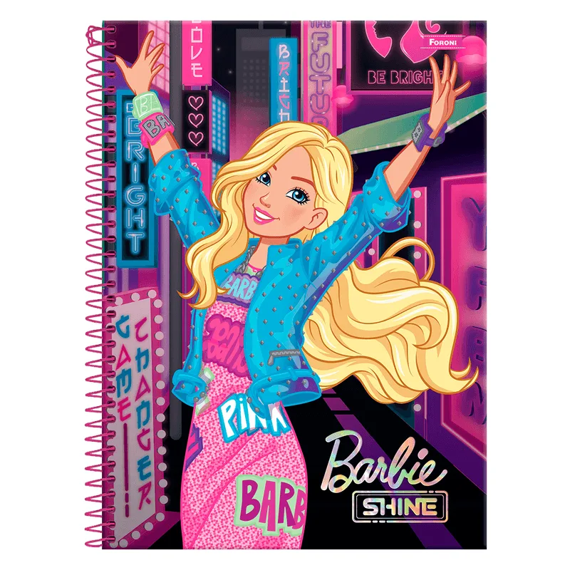 Caderno Foroni Barbie Capa Dura 1/4 Espiral 1 Matéria 80 Folhas