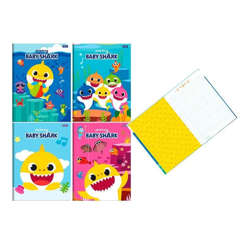 Caderno Foroni Brochura Capa Dura 1/4 Baby Shark 96 Folhas Capas Diversas - Item Sortido