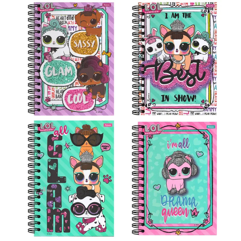 Caderno Espiral Capa Dura 01 Matéria - 96 Folhas - Lol Pets - Foroni