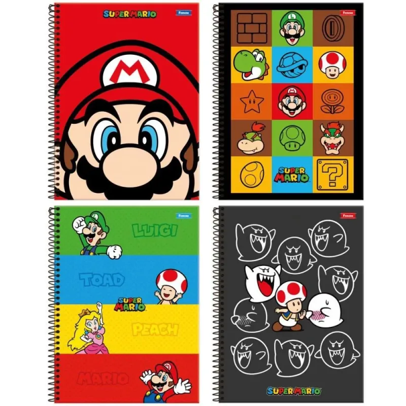 Caderno Espiral 1/4 Capa Dura Super Mario BROS 80FLS PCT.C/05
