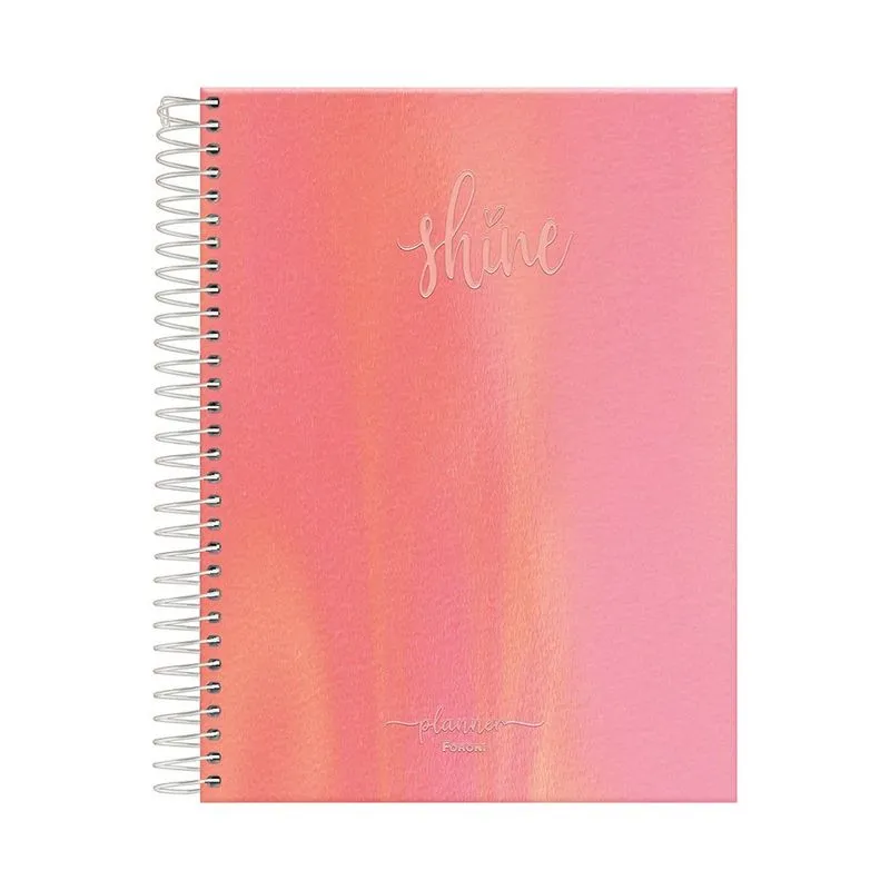 Agenda Planner Foroni Espiral Capa Dura Metalizada Shine 96 Folhas Capas Diversas - Item Sortido