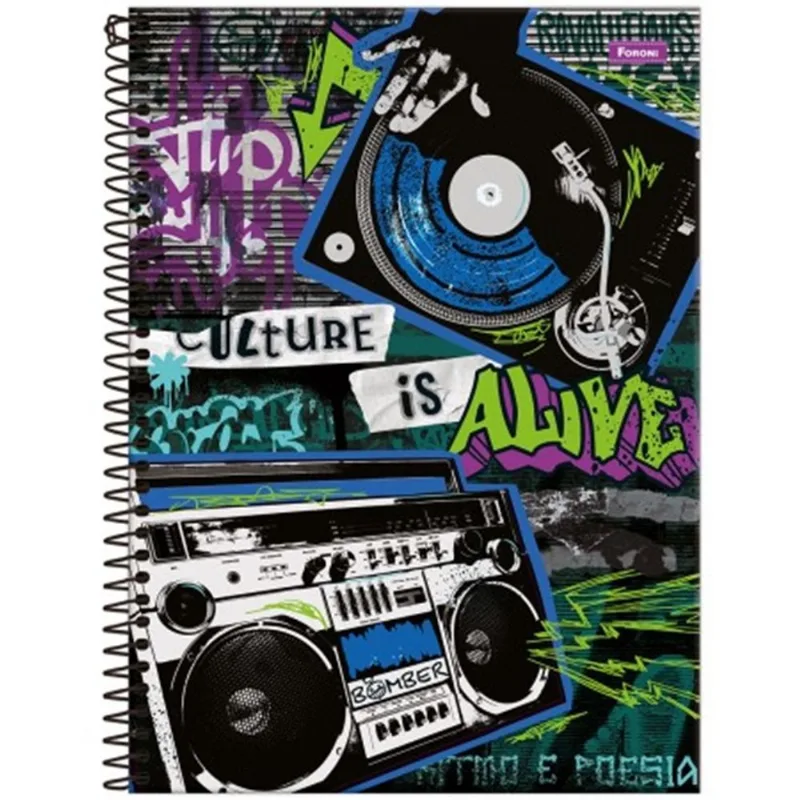 Caderno Universitário De Capa Dura 1 Materia 80 Pag Skate- Bomber