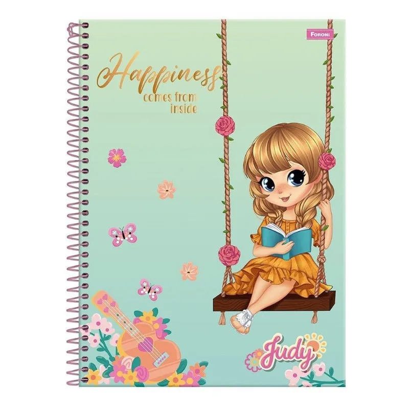Caderno Espiral Universitario Capa Dura 15 Matérias Foroni Judy 240 Folhas - Embalagem Com 2 Unidades