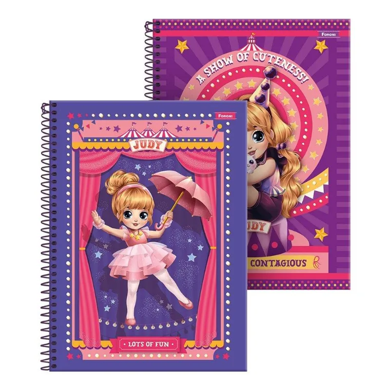 Caderno Espiral Universitario Capa Dura 20m Foroni Judy 2x320fls