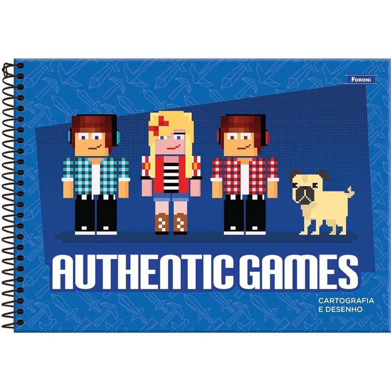 Caderno desenho 80 folhas capa dura Authentic Games Foroni