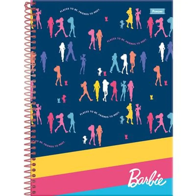 Caderno Universitário Barbie 160 Folhas Foroni Capa Dura CAD.UNIV.CD.160F.10M.PT4 BARBIE FSC