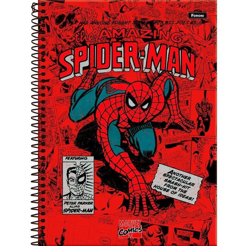 Caderno Espiral Foroni Universitário Capa Dura Marvel 10 Matérias 160 Folhas - Embalagem Com 4 Unidades