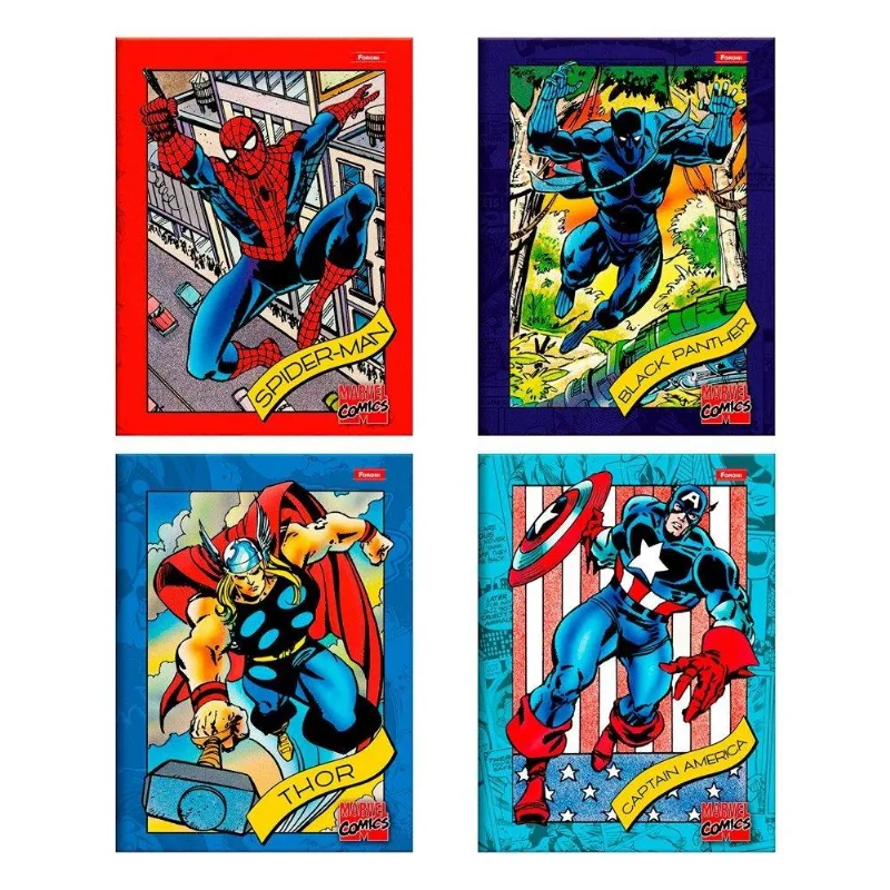 Caderno Costurado Foroni Universitário Capa Dura Marvel 80 Folhas - Embalagem Com 5 Unidades
