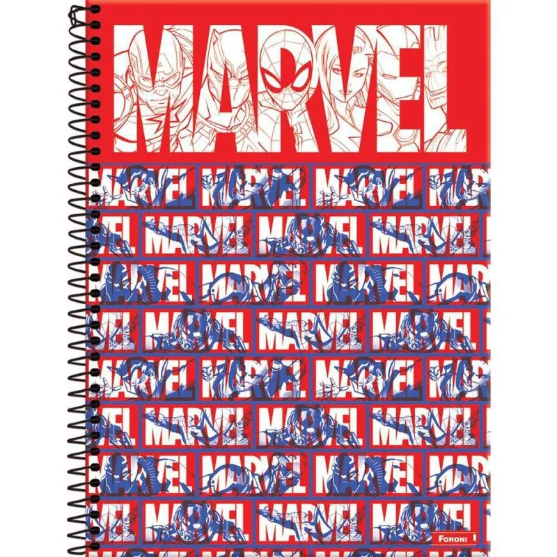 Caderno 10X1 capa dura 2021 marvel red brick 160FLS. com04