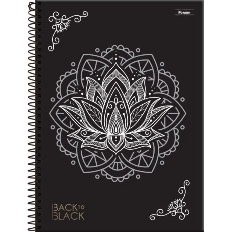 Caderno 10X1 Capa Dura Back To Black 160 Folhas Com 04 Un