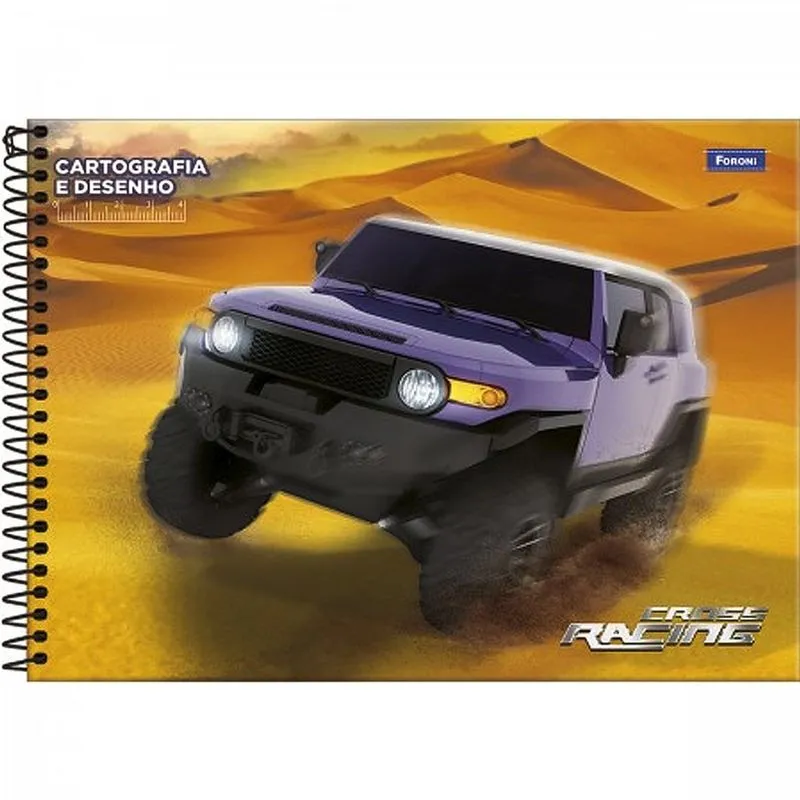 Caderno desenho milimetrado 80 fls Cross Racing Foroni