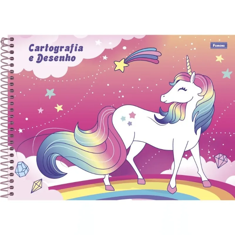 Caderno Universitário De Cartografia E Desenho 80 Folhas - Unicórnio