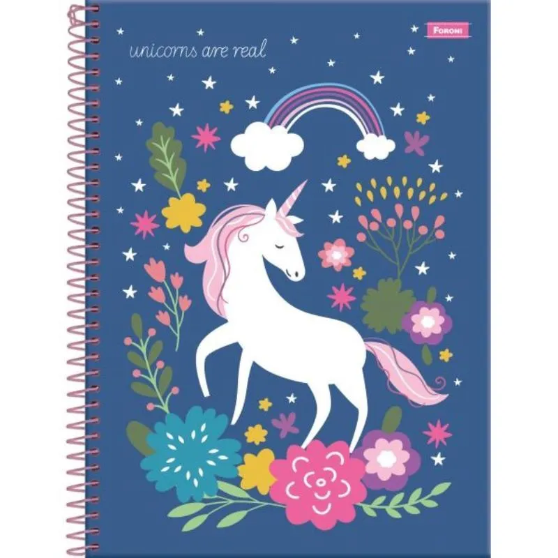 Caderno 10X1 Capa Dura Unicórnio 160Fls Pacote Com 04