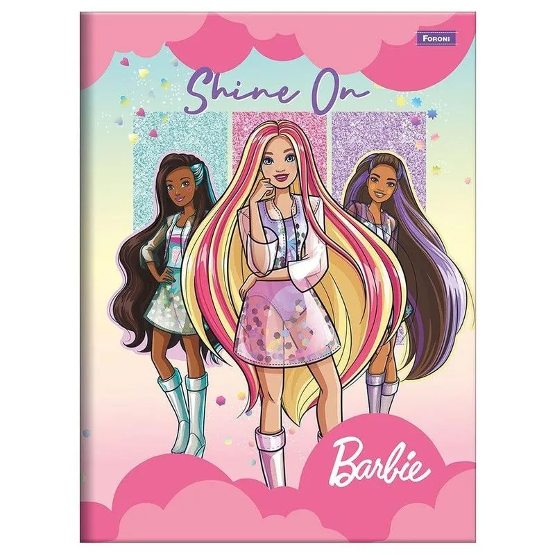 Caderno Costurado Foroni 1/4 Capa Dura Barbie Dream 80 Folhas - Embalagem Com 10 Unidades